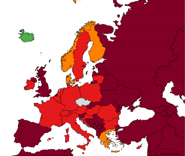 Mapa koronavirus - Evropa